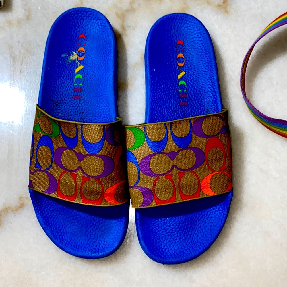 Coach rainbow slides size 10